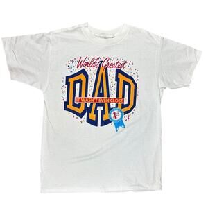 Vintage 90's World's Greatest Dad Single Stitch Delta Cotton T-Shirt size Large